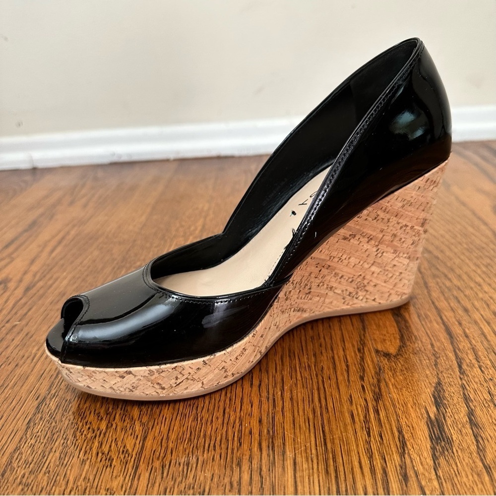 Via Spiga Black Open Toe Wedges Sz 6.5 M